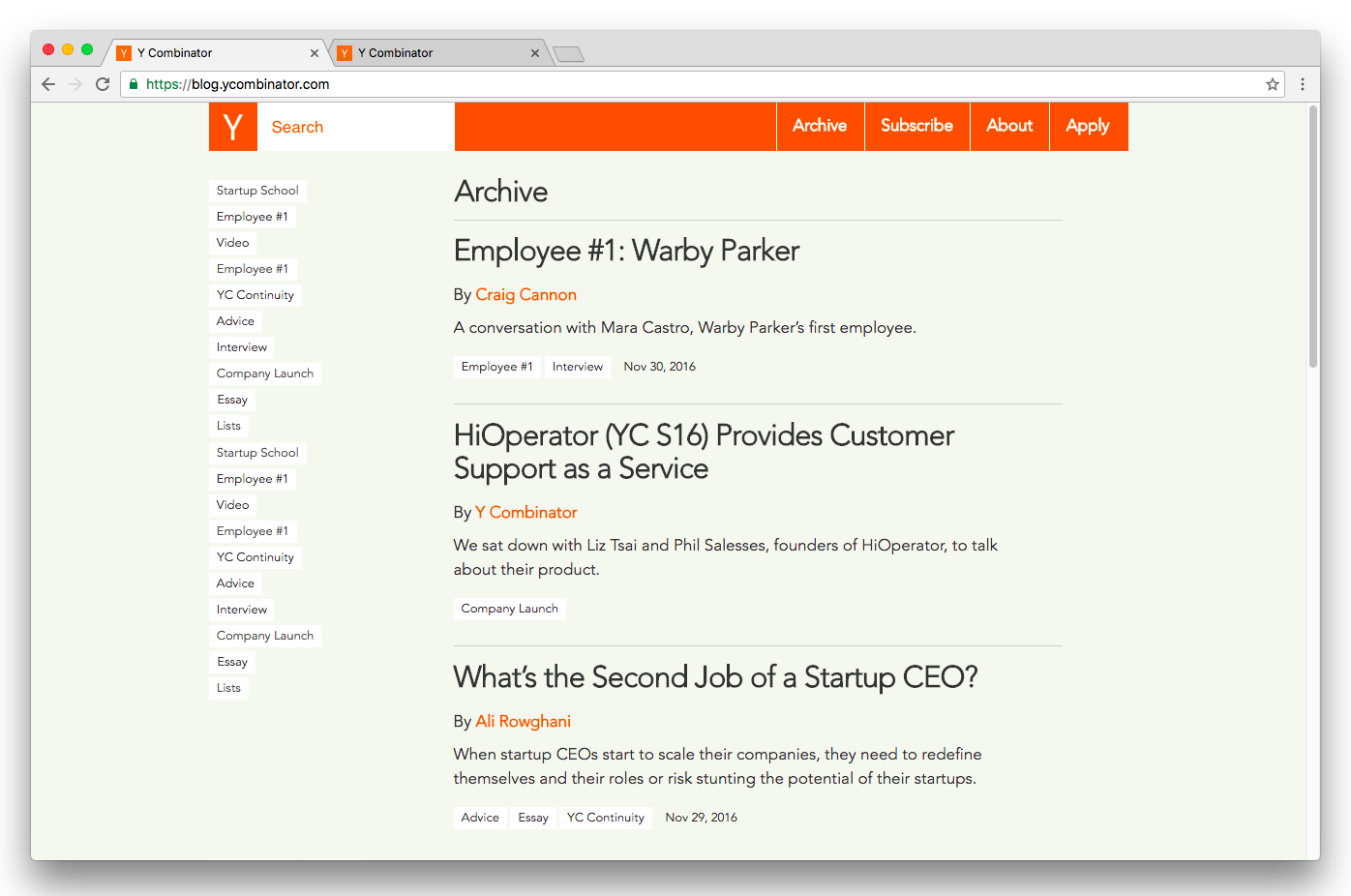 Ycombinator Blog 1