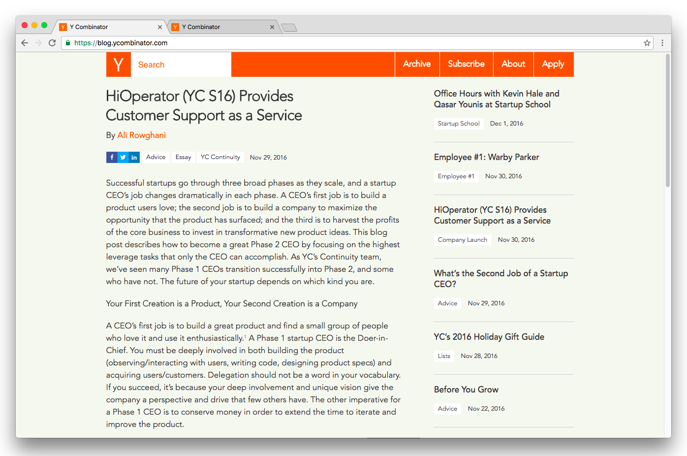 Ycombinator Blog